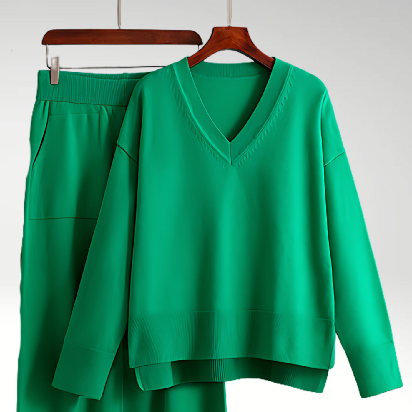 Merava™ | Elegantes V-Ausschnitt Zweiteiliges Set