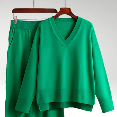 Merava™ | Elegantes V-Ausschnitt Zweiteiliges Set