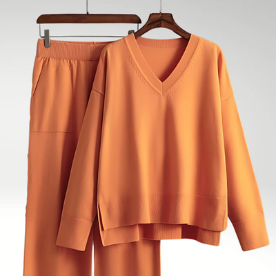 Merava™ | Elegantes V-Ausschnitt Zweiteiliges Set