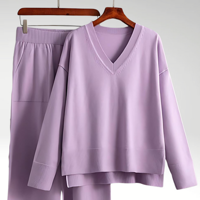 Merava™ | Elegantes V-Ausschnitt Zweiteiliges Set